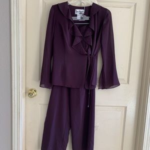 Sheri Martin Pant Suit Sz 4 Petite Formal Purple